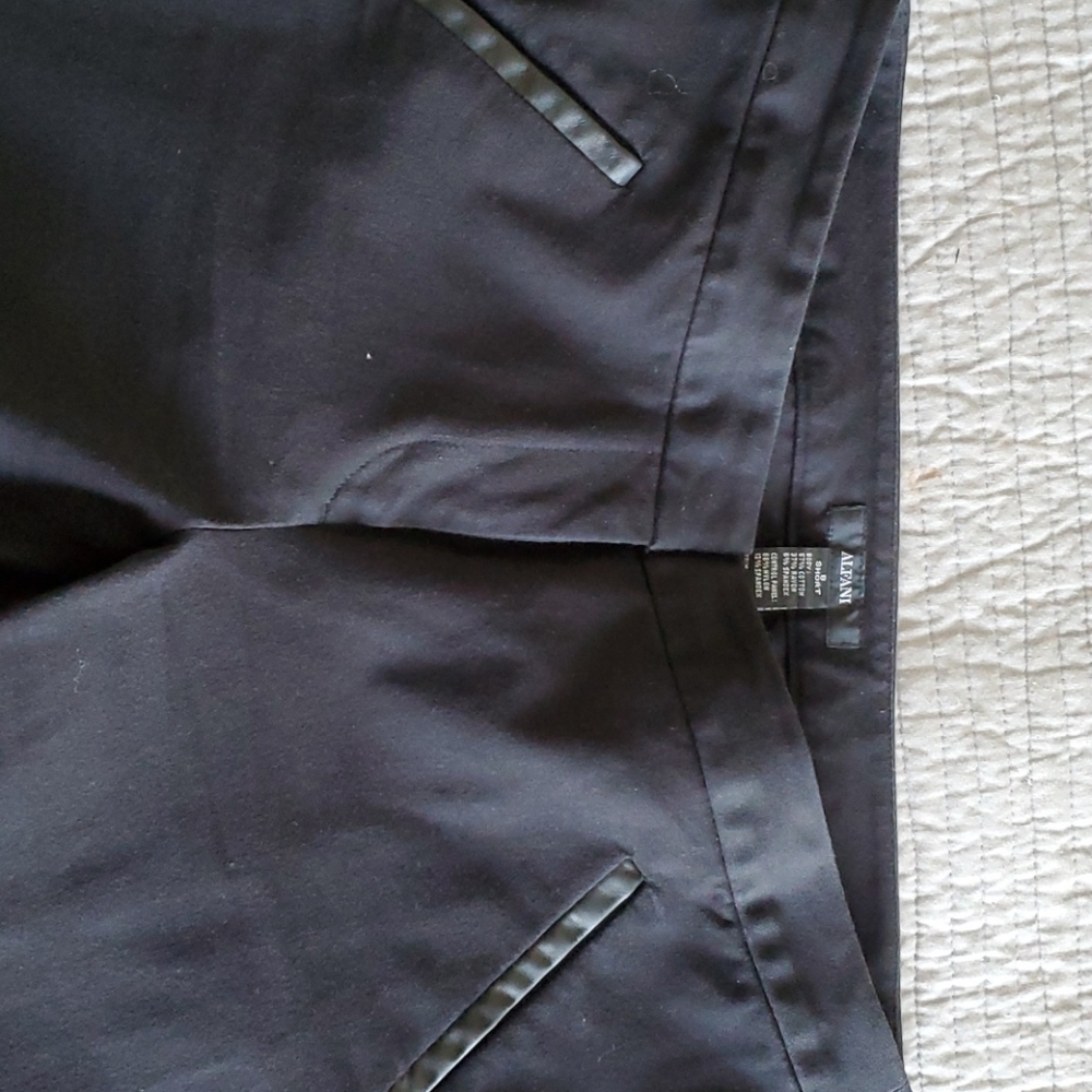 Black Alfani leather trimmed ankle pants
